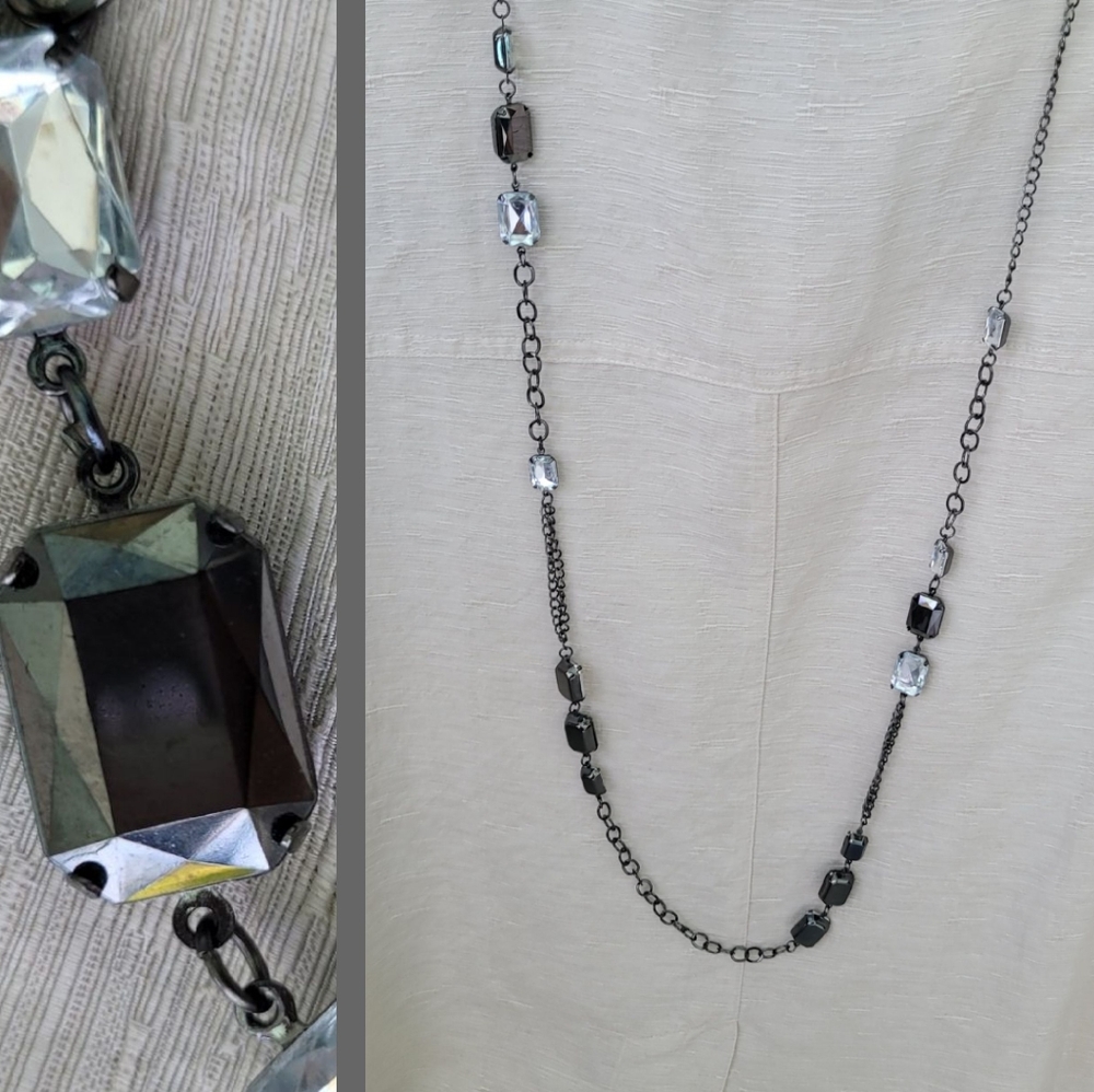 Black Chain with Bold Faceted Stones